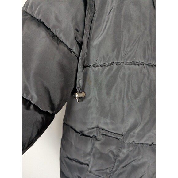 bebe Jacket Womens Medium Black Puffer Hooded Quilted Snap Zip Logo Patch Coat - Picture 5 of 11